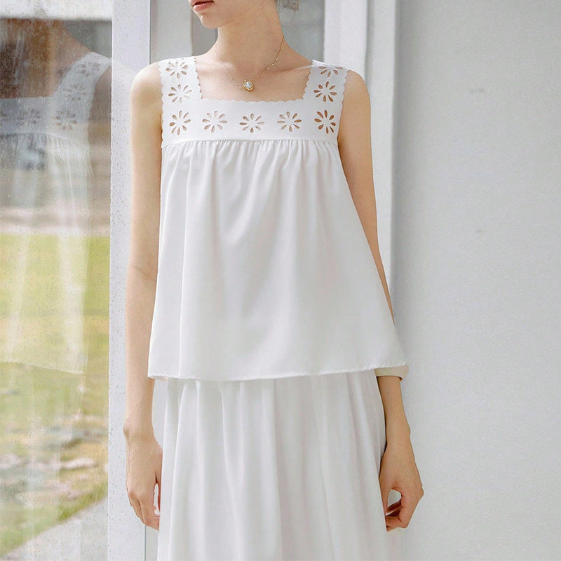 Actress Yafeng Burnt Flower Small Tank Top Skirt Set