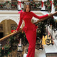 Slim-fit Sheath Split Bow Bare Back Dress