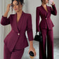 Women's Long-sleeved Suit Jacket Straight-leg Pants Top And Bottom
