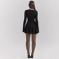 Women's Fashion Bead Round Neck Pleated Slim-fit Waist Back Zipper Dress