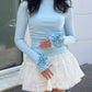 Three-dimensional Floral Long Sleeve Niche Round Neck Slim-fit Tops