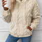 Women's Pullover Jacquard Hooded Loose Fleece Sweatshirt