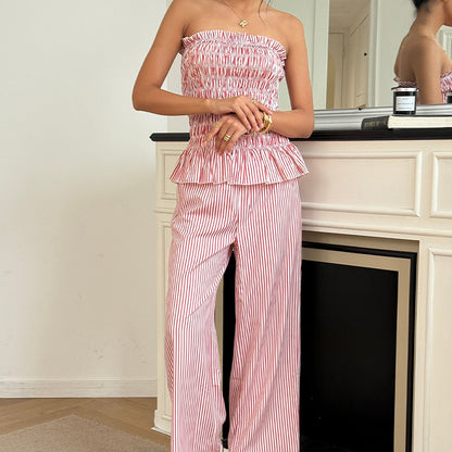 Women's Tube Top Straight-leg Trousers Suit