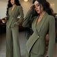 Women's Long-sleeved Suit Jacket Straight-leg Pants Top And Bottom