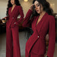 Women's Long-sleeved Suit Jacket Straight-leg Pants Top And Bottom