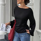Flared Long Sleeve Pullover Women's Clothing