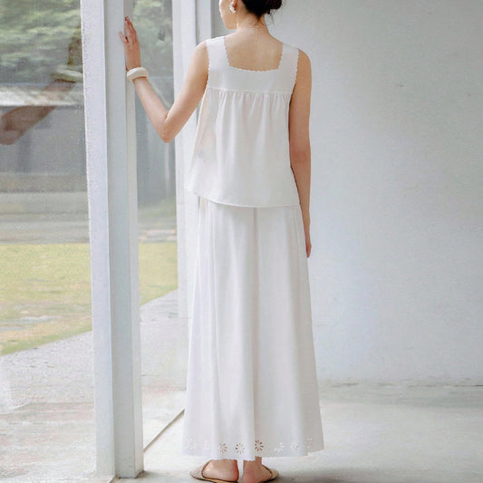 Actress Yafeng Burnt Flower Small Tank Top Skirt Set