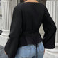 Flared Long Sleeve Pullover Women's Clothing