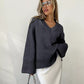 Women Solid Color Pullover Sweater Idle Style
