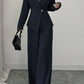 Women's Long-sleeved Suit Jacket Straight-leg Pants Top And Bottom