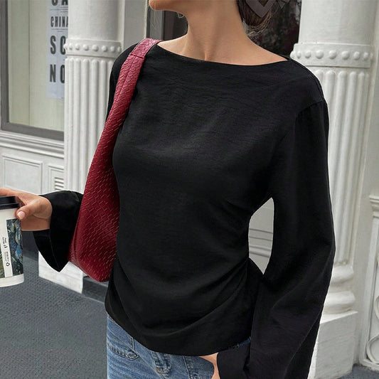 Flared Long Sleeve Pullover Women's Clothing