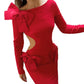 Slim-fit Sheath Split Bow Bare Back Dress