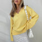 Women Solid Color Pullover Sweater Idle Style